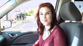 Redhead slut fucked in a car