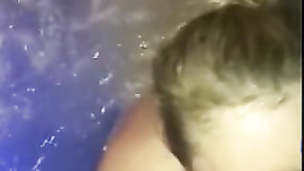 Blonde wife in hot tub sucking BBC