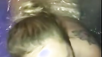 Blonde wife in hot tub sucking BBC
