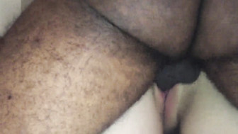 Blonde wife taking BBC from behind and sucking her husband
