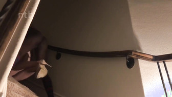 White milf's hard black banging and deep drilling right on those stairs