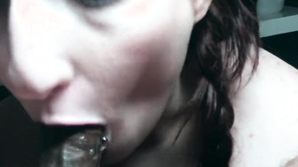 Horny white girl with curvaceous body sucks and fucks that big black dick