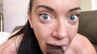 Tattooed brunette with big ass and huge boobs takes BBC