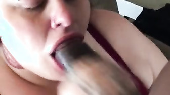 Cum Hungry BBW Sucks Cock