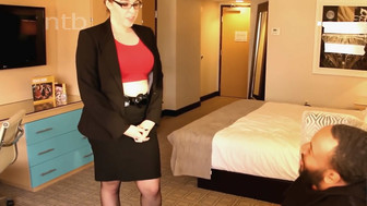 Curvy redhead in black stockings fucked by BBC