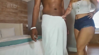 Horny blonde PAWG meets her black lover