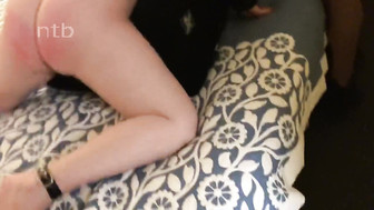 Sweet white babe gets her face showered with cum after hard blacking