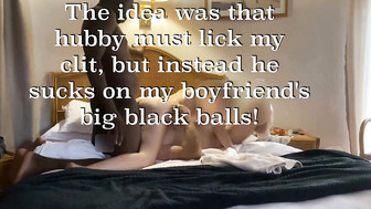 CUCK hubby helps out hot wife and their BULL