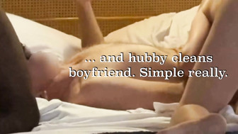 CUCK hubby helps out hot wife and their BULL