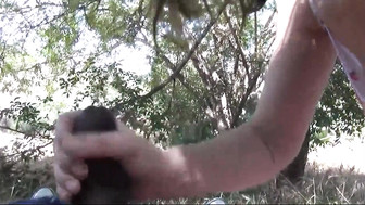 Playing with her big black toy and getting it bareback