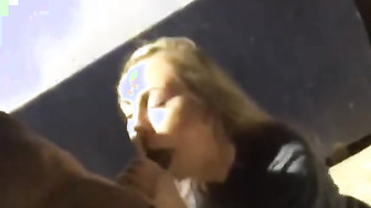 White blonde blows BBC outside