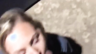 White blonde blows BBC outside