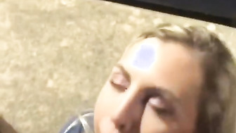 White blonde blows BBC outside