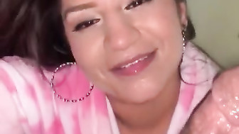 Married latina sucks black cock with a smile on her face