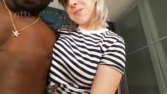 Cuckold white wife plays with bbc before getting it bareback in her pussy