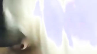 Pretty blonde sucks black cock while friend records