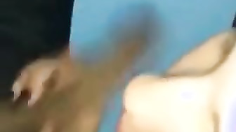 Pretty blonde sucks black cock while friend records