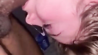 Curvy Blonde Gets her first Throat Fuck by BBC