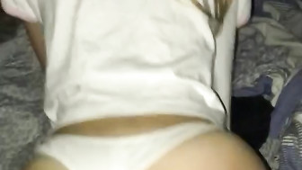 White ass bouncing on black cock