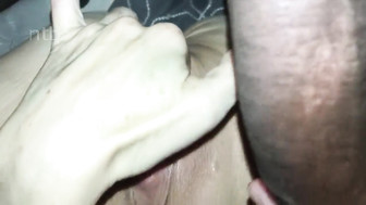Black stud gaps and stretches that bald white pussy and fills her with cum