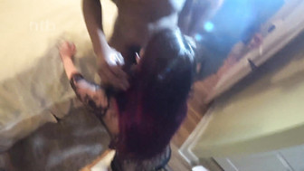 Hung black bulls take turns on that white housewife while her hubby was filming