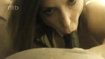 Handsome white chick sucks and fucks big black cock