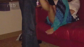 Stuffed and smeared with friend's cum and thoroughly cleaned by her husband