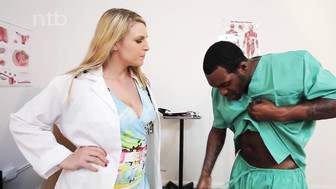 Horny blonde nurse seduced black doctor
