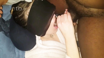 Blindfolded wife shared with black friend in front of hubby