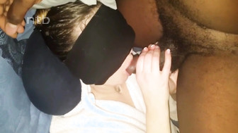 Blindfolded wife shared with black friend in front of hubby
