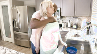 MILF housewife and younger Black guy in her kitchen