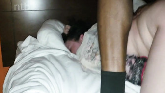 Black stud fucks cuckold MILF bareback from behind
