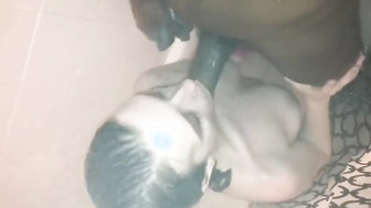 White Girl Suck Big Black Cock in the Shower