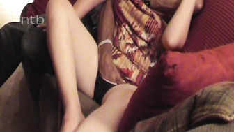 Black bull's hand in cuckold white wife's panties