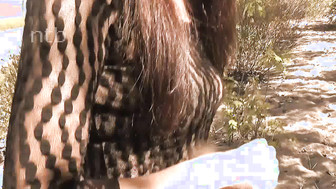 Cuckold white wife got even more than that - a big black cock and a creampie outdoor