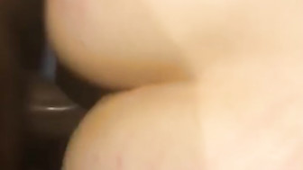 Perfect white babe gets that big black cudgel bareback from behind