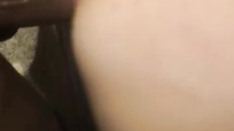 Perfect white babe gets that big black cudgel bareback from behind