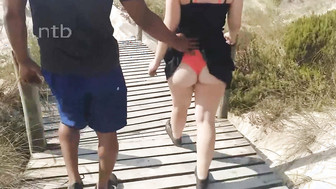 Cuckold white wife fucks hung black stud outdoor while her hubby was filming