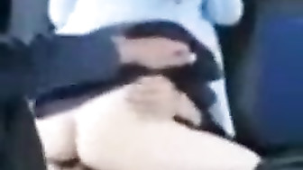 Hotwife fucks in backseat