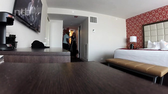 Horny brunette from east who came into her black lover's room