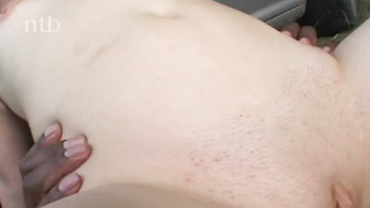 Outdoor fucking white slut and black guy with big dick