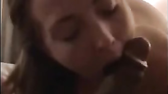 Intense black cock deep sucking