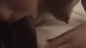 Intense black cock deep sucking