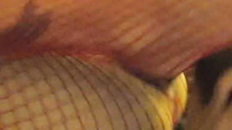 Skinny white wife in red fishnets gets fucked bareback and creampied by BBC