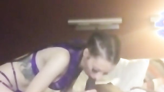 Sexy amateur purple lingerie and thick BBC