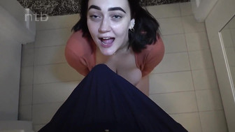 Big boobed white honey receives creampie in her smooth shaved pussy