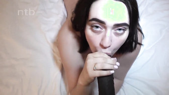 Big boobed white honey receives creampie in her smooth shaved pussy