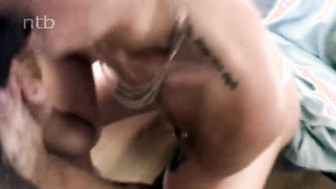 White MILF enjoys giving long and messy blowjob to her hung black stud