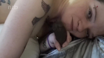 Pale skinned teen gets those black dicks bareback in her tight holes