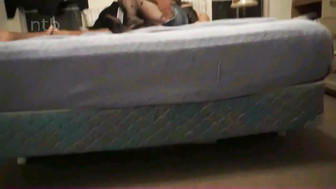 Tried big black cock but got back to her hung husband and sucked his dong off